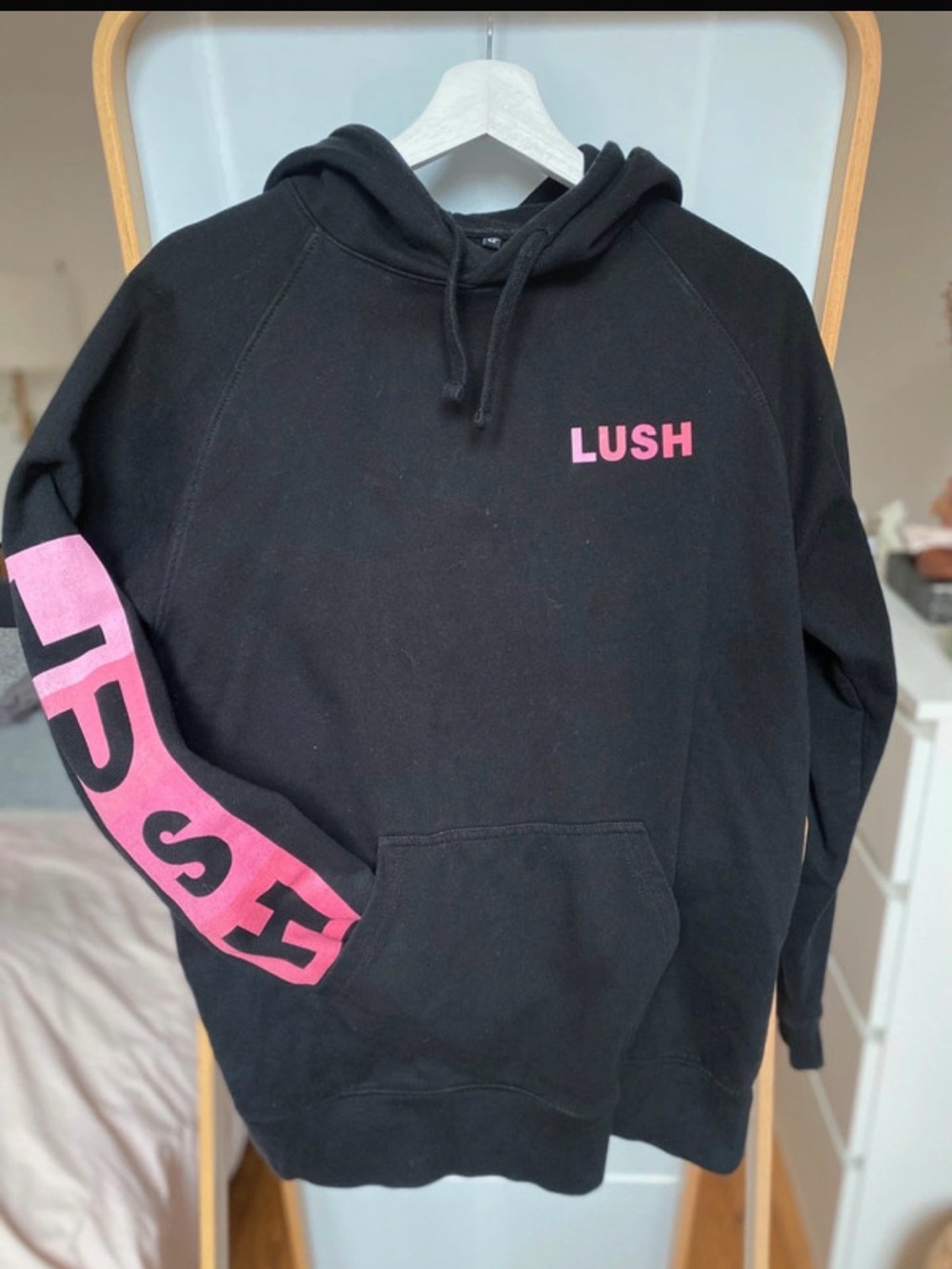 LUSH Pink & Black Block Hoodie Medium – Online Exclusive – Hard to Find
